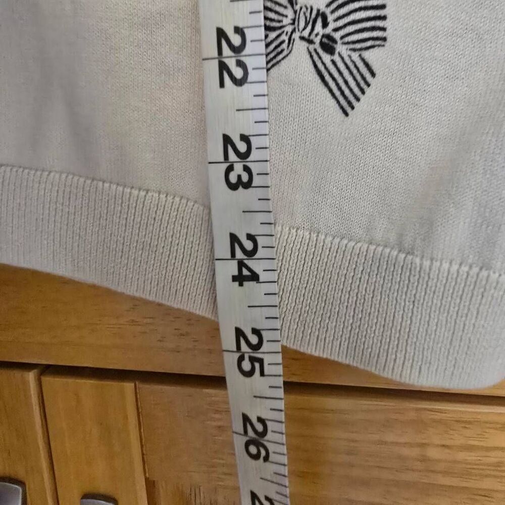 Talbots Cardigan Beaded Bow Print Embellished 3/4 Sleeve Cream Small - Picture 8 of 11